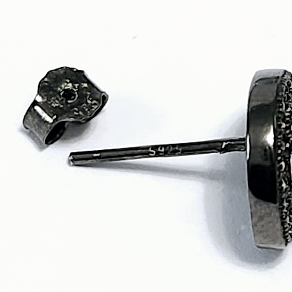 Halo Pear Silver Stud Earrings - Picture 9 of 10